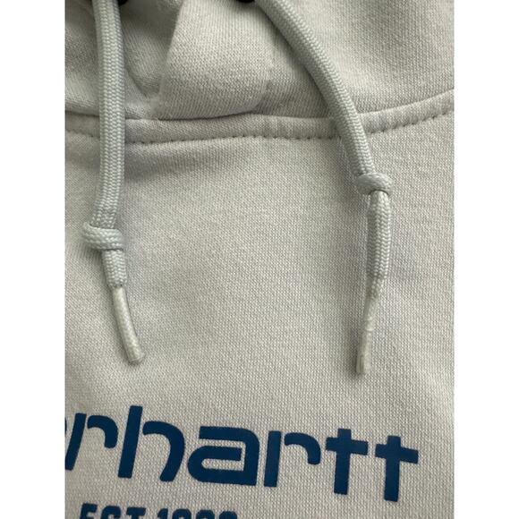 Carhartt Force Logo Hoodie Fleece Lined Kangaroo Pocket Blue Size Medium Relax - Picture 8 of 8